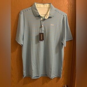 Blue Striped Men's Shirt Polo Medium